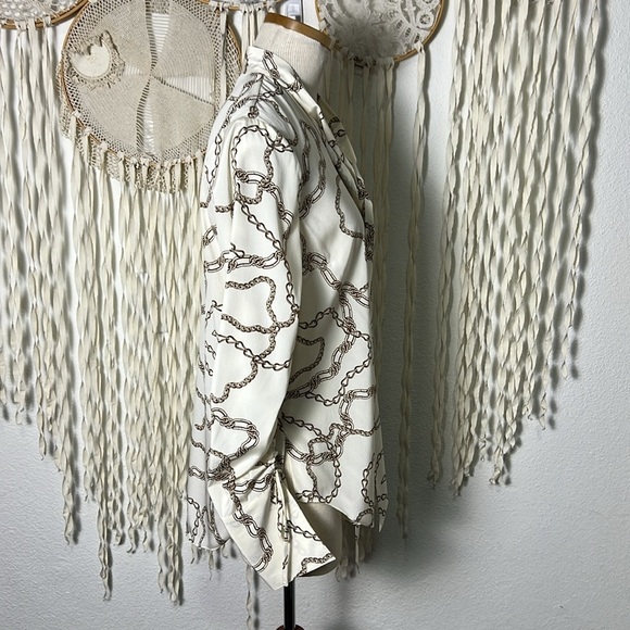Veronica Beard NWT Remi Chain Print Necktie Silk Stretch Blouse Size 2 - Picture 5 of 13